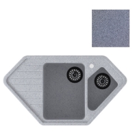 Мойка GranAlliance G-60 (965 х495мм) двухчашевая ,темно-серая с сифоном