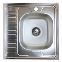 Мойка нерж. накл. 0,6х0,6 (410) левая 0,4мм, 1,5 (арт. S-409) Кромрус