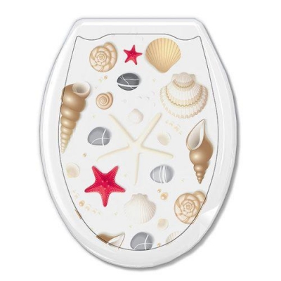 Сиденье д/у (жест) Океан с рис. Ракушка на белом . 1/10 Сиденье д/у (жест) Океан с рис. Ракушка на белом . 1/10