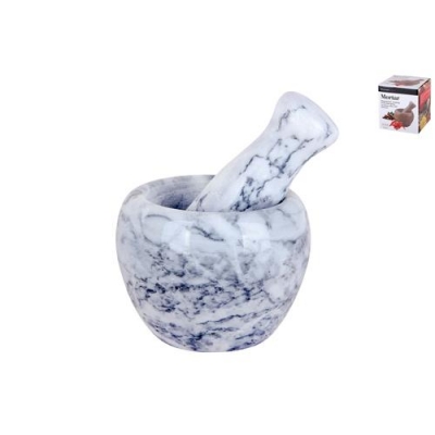 Ступка с пестиком 8х10см серая, мрамор 5029