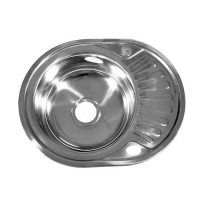 Мойка врезная 57х45 левая толщина 0,8 мм глубина 180 мм + большой сифон с переливом 62330L FABIA