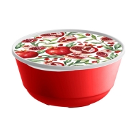 Миска "Bergamo" 2л с крышкой с декором (красный) 1657