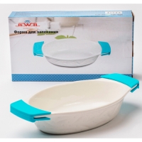 Форма для запекания с силиконовыми ручками JEWEL фарфор 26см овальная "JEWEL" (ПП00035-08) Форма для запекания с силиконовыми ручками JEWEL фарфор 26см овальная "JEWEL" (ПП00035-08)