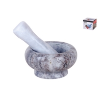 Ступка с пестиком 8х4.5см серая, мрамор 5036