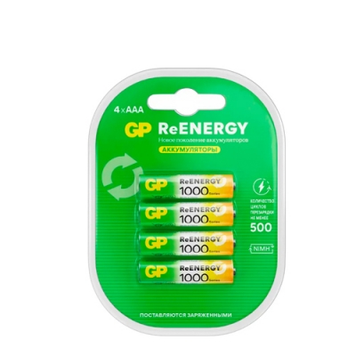 Аккумуляторы перезаряжаемые GP ReEnergy 100AAAHC AAA емкость 930 мАч - 4шт. 20268