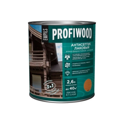 Антисептик лаковый PROFIWOOD атмосферостойкий алкидный бук 2,4 кг