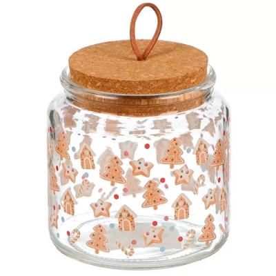 Банка 0.5 л, 10х10.5 см, с бамбуковой крышкой, Daniks, Печенье (500147)