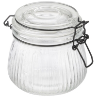 Банка из рельефного стекла, LA SCALA, объём: 500 мл, с бугельным цветным замком арт.108317