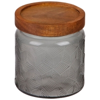 Банка из цветного рельефного стекла, AMARETTO, 500 мл с деревянной крышкой (акация) арт.108314 Банка из цветного рельефного стекла, AMARETTO, 500 мл с деревянной крышкой (акация) арт.108314