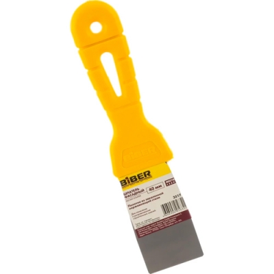 БИБЕР 35171 Шпатель фасадный МАСТЕР нерж. сталь, желтая рукоятка 40мм (12/240)
