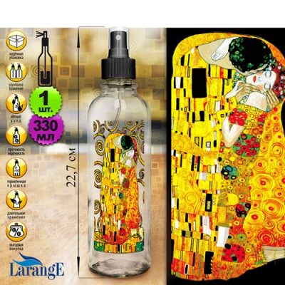 Бутылка цилиндр с кнопочным чёрн. дозатор. для масла/соусов, 330 мл, серия "Густав Климт"