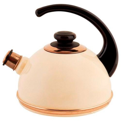 Чайник 2,5л. (конс. ручка) - слон. кость (декор - зол. нерж. сталь) T04/25/04/00/01