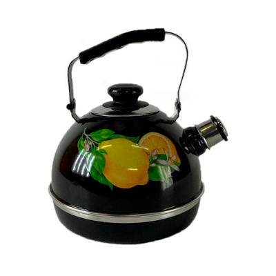 Чайник 3,5 л.(подвиж.ручка) - черный/лимоны (декор- нерж.сталь) ТМ04/35/02/35 (г.Ростов)