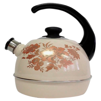 Чайник 4,0л. (конс. ручка) - слон. кость / олимпия (декор - нерж. сталь) T04/40/04/15