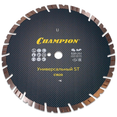 Диск алмазный CHAMPION универсальный ST 350/25,4/14 Fast Gripper (бетон, кирпич) С1620