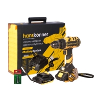 Дрель-шуруповерт аккумуляторная Hanskonner HCD1865 18В, 2 акк. 2Ач, 65Нм, патрон 13мм, кейс Дрель-шуруповерт аккумуляторная Hanskonner HCD1865 18В, 2 акк. 2Ач, 65Нм, патрон 13мм, кейс