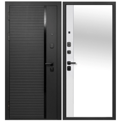 Дверь металлическая Ferroni 9 Черное зеркало Эмалит Белый 960 левая (Россия) 84,4кг