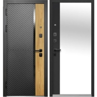 Дверь металлическая Luxor 2 МДФ Дуб Диагональ Зеркало 960 левая