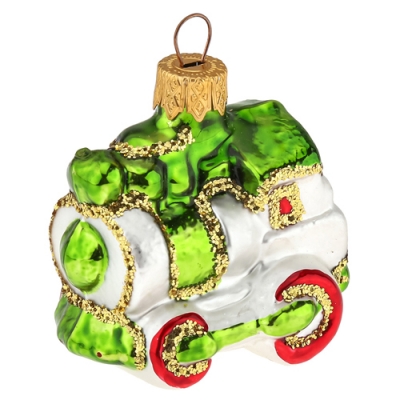Ёлочное украшение "Паровозик" зеленый,, в подарочной упаковке h-8см арт.ФУ-66/1