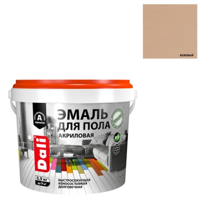 Эмаль для пола акриловая, бежевый, 0,9 кг "DALI" (65128) Эмаль для пола акриловая, бежевый, 0,9 кг "DALI" (65128)