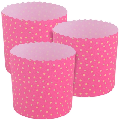 Форма для выпечки кулича бумажная "Горошек". Набор 3 шт. Диаметр 9см, высота 9см.