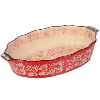 Форма для запекания керамика, 34.7х22.5х7 см, фигурная, Ветви на красном, Y6-10302 (462730)