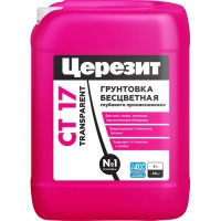 Грунтовка глубокого проникновения Церезит Бесцветная CТ 17 PRO Transparent морозостойкая 5 л 3040023 Грунтовка глубокого проникновения Церезит Бесцветная CТ 17 PRO Transparent морозостойкая 5 л 3040023