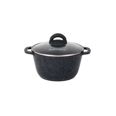 Кастрюля 2,5л со стеклянной крышкой, АП линия "Granit" (black) "Kukmara" кгч25а