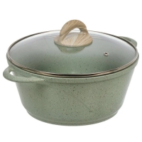 Кастрюля алюминий, антипригарное покрытие, 3 л, с крышкой, крышка стекло, круглая, Гурман, Мята, ГМк