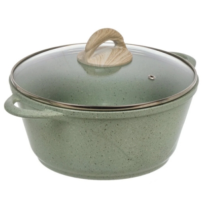 Кастрюля алюминий, антипригарное покрытие, 3 л, с крышкой, крышка стекло, круглая, Гурман, Мята, ГМк