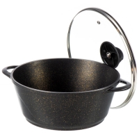 Кастрюля алюминий, антипригарное покрытие, 4 л, с крышкой, крышка стекло, Гурман, Eclipse, ГМк403ЭКИ