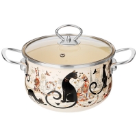 Кастрюля эмалированная agness со стеклянной крышкой, 2.8 л, 20*12 см 915-152