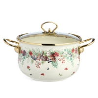 Кастрюля эмалированная agness со стеклянной крышкой серия "Celebration", 3.6 л, 22*13 см 943-085 943