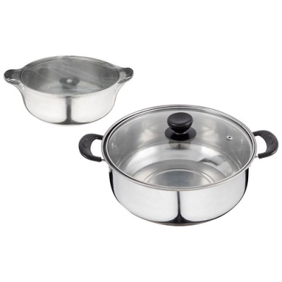 Кастрюля Promo, объем 2,9 л, из нержавеющей стали с крышкой из жаропрочного стекла арт.104615