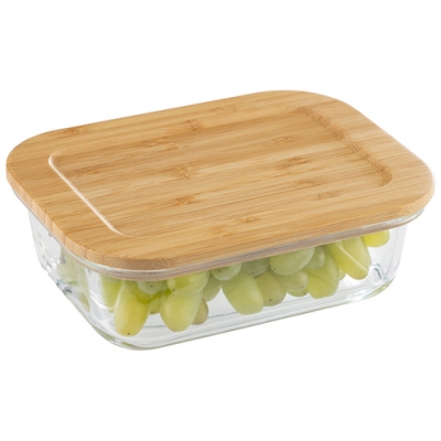 Контейнер BAMBU, объем: 1000 мл, из жаропр. стекла с крышкой из бамбука, прямоугольный арт.108126
