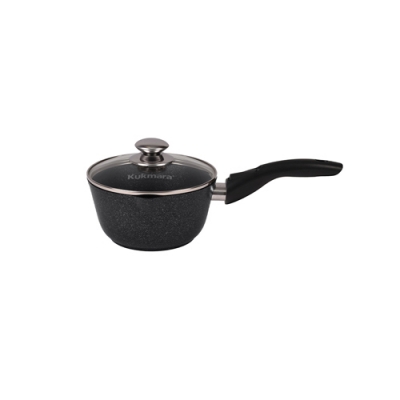 Ковш 1,5л с носиком со съемной ручкой, со стекл. крышкой, АП (темный мрамор) "Kukmara"