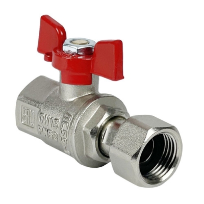 Кран шаровой лат. PREMIUM для ВОДЫ с накид.г 1/2" ВР/ВР,бабочка, НИКЕЛИР-Й VALFEX 11Б27фт1М (56/14)
