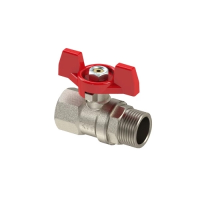 Кран шаровой ручка бабочка,латунь,внутренняя/наружная резьба 3/4", PN25 никель, РТП