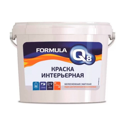 Краска ВД белоснежная интерьерная 4,5 кг Formula Q8