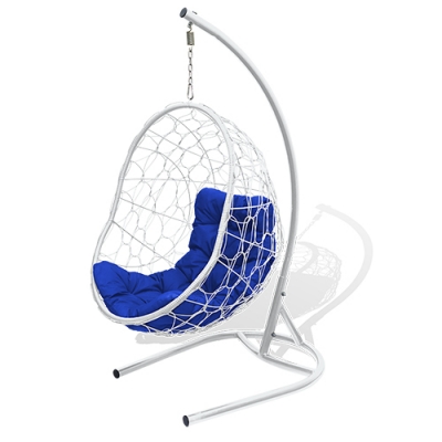 Кресло подвесное "Евро" до 120 кг стойка белая, корзина белая, подушка васильковая