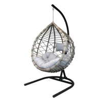 Кресло подвесное Вирджиния Garden story стойка+основ черн,корзн.графит.,подуш св серая D3414-МТ006