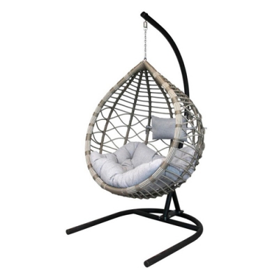 Кресло подвесное Вирджиния Garden story стойка+основ черн,корзн.графит.,подуш св серая D3414-МТ006