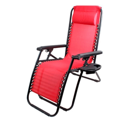 Кресло-шезлонг складное CHO-137-14 Люкс цв. красный (с подставкой) арт.993160