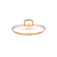 Крышка стеклян.220мм,с ободом и пароотвод.из нерж. ст. под золото и ручкой-кнопкой"Kukmara " С22Т115