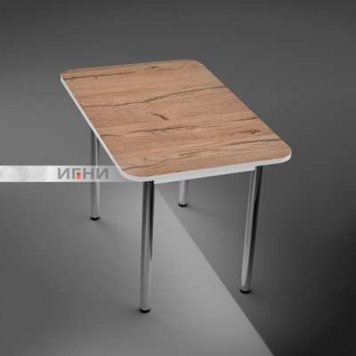 Кухонный стол 1100*700/400 форма 2 Пластик, дуб вотан (царговый пояс (ЛДСП 16, венге) + опоры прямые