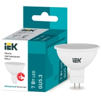 Лампа светодиодная MR16 софит 7Вт 230В 4000К GU5.3 IEK Лампа светодиодная MR16 софит 7Вт 230В 4000К GU5.3 IEK