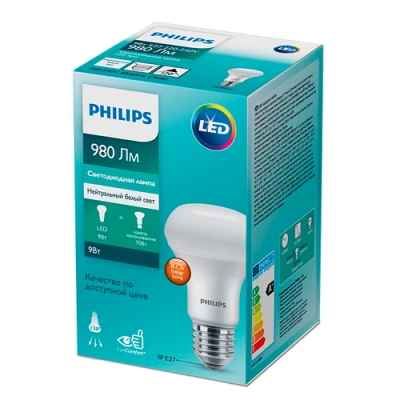 Лампа светодиодная PHILIPS ESS LDspot 9W 980lm E27 R63 840