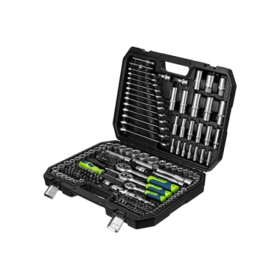 Набор инструментов, 1/2", 3/8", 1/4", пластиковый кейс 215 предм.// Сибртех арт.14170