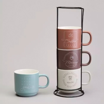 Набор кружек lefard 4шт на метал.подставке 360мл 756-473 756-473