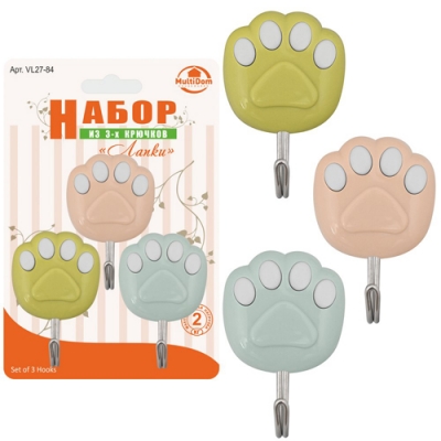 Набор крючков "Лапки". 3 шт. Размер 4х5,5 см VL27-84 Набор крючков "Лапки". 3 шт. Размер 4х5,5 см VL27-84